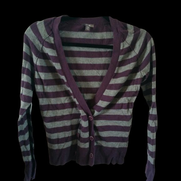 Purple Grey Lightweight cardigan with double breasted button detail by Jacob - Picture 1 of 1